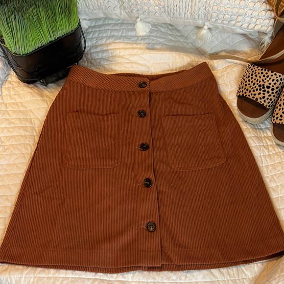 Terracotta Corduroy A Line Skirt - Picture 6 of 14